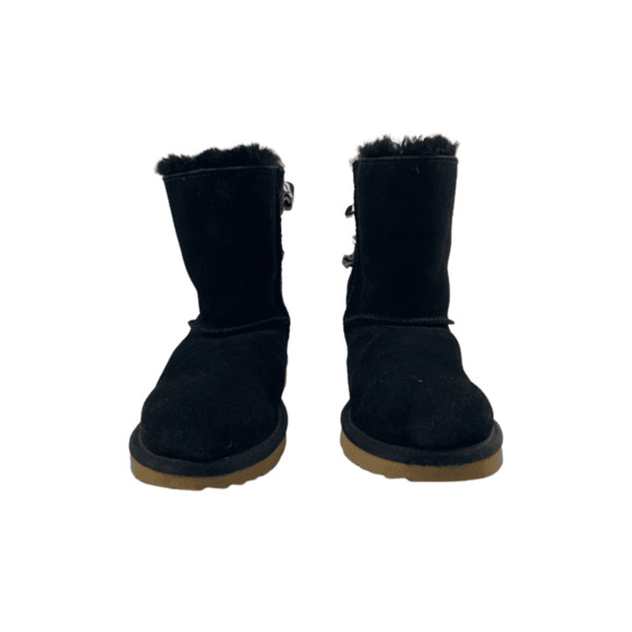 UGG girls black short boots with back lace size 2 - Picture 4 of 7